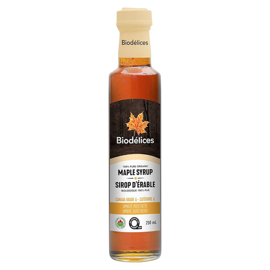 Biodélices Amber Organic maple syrup bottle 250ml